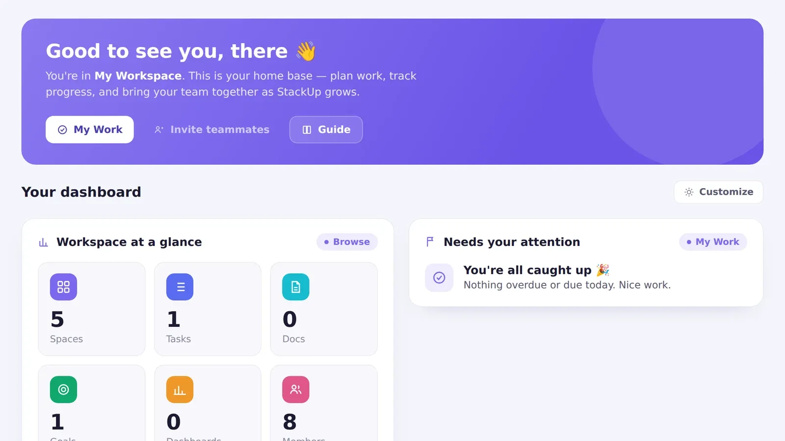StackUp — the planning dashboard