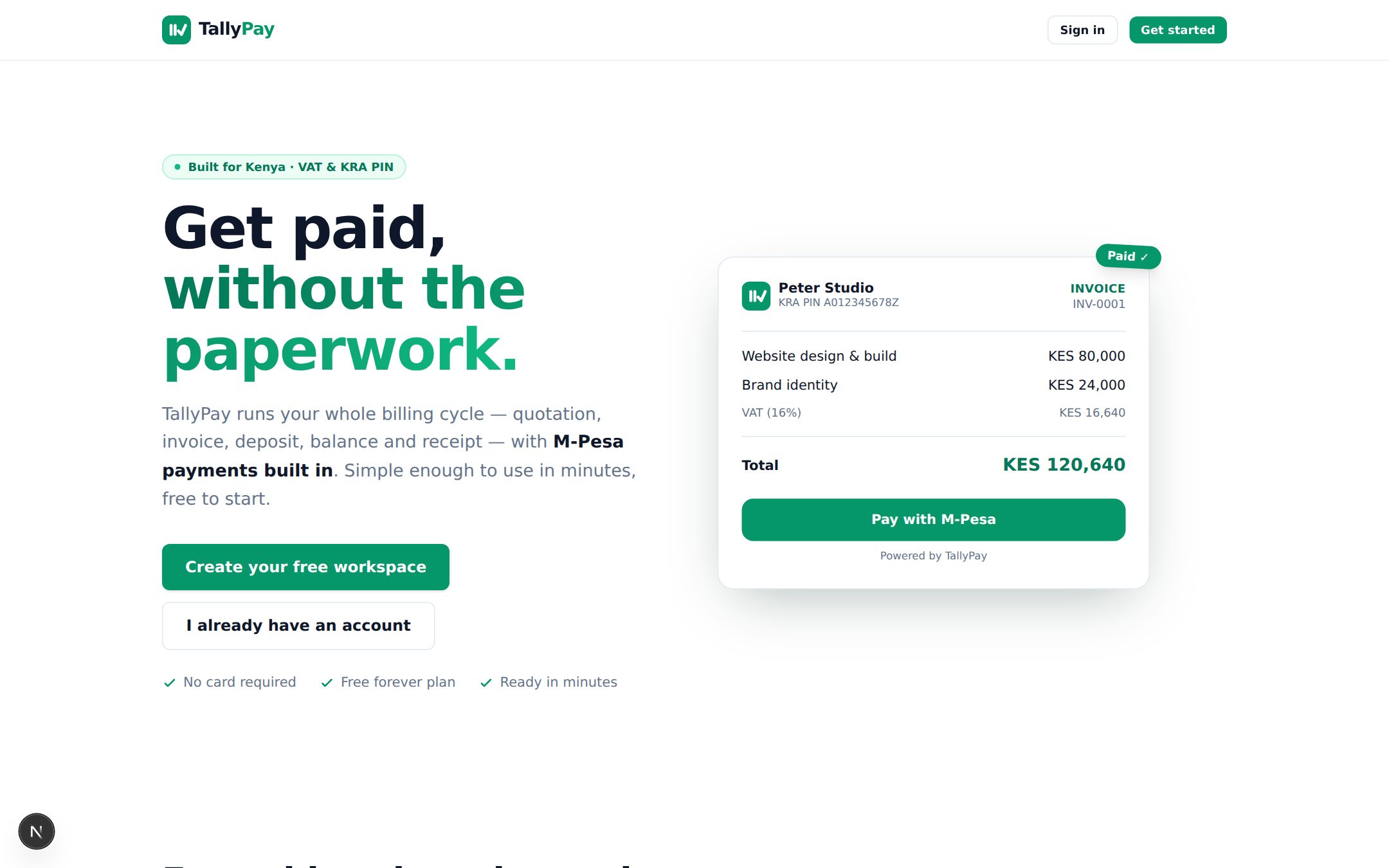 TallyPay — get paid without the paperwork