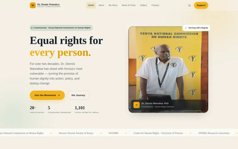 Dr. Dennis Wamalwa — 'Equal rights for every person' campaign homepage