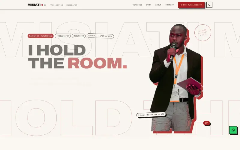Misiati MC — 'I hold the room' facilitator & master of ceremonies homepage