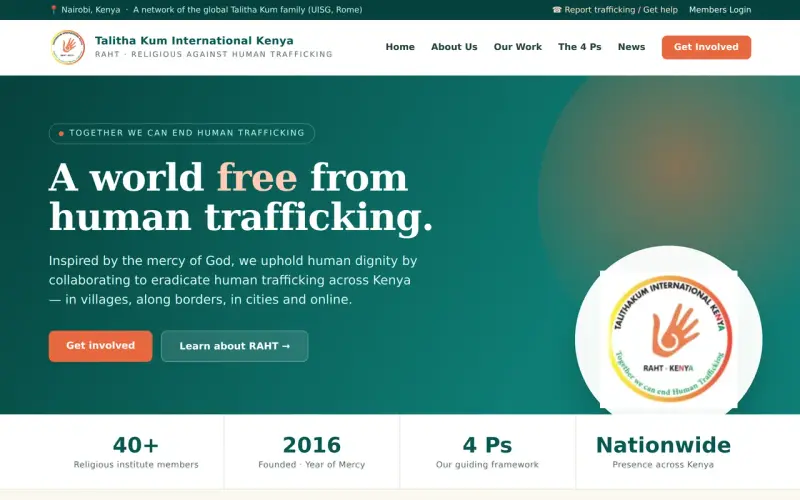Talitha Kum International Kenya (RAHT) — 'A world free from human trafficking' homepage