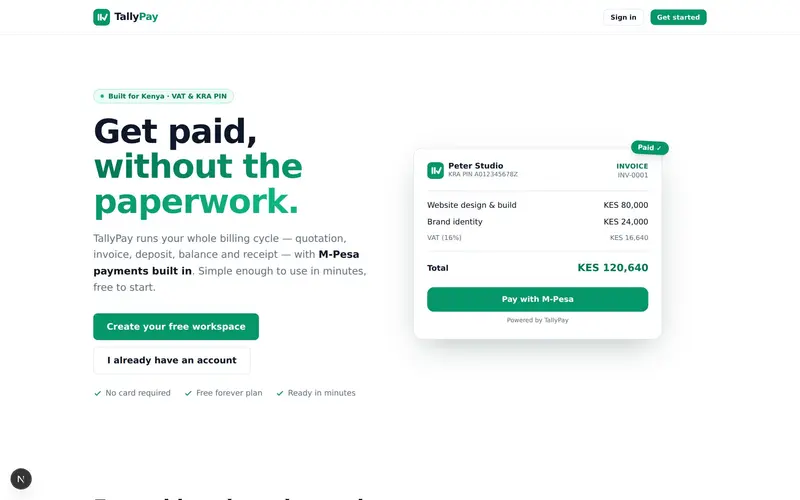 TallyPay — get paid without the paperwork
